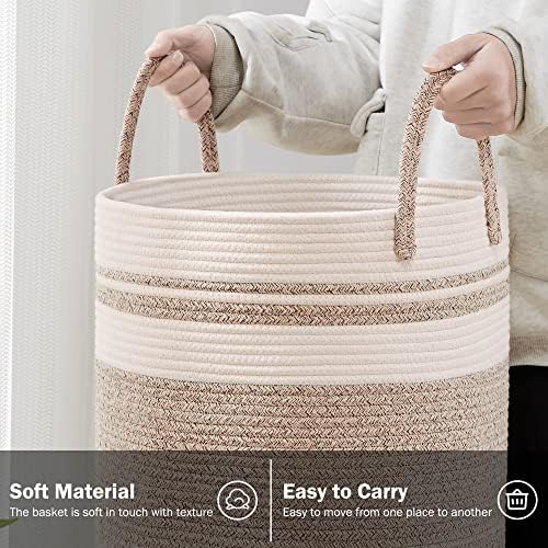 YOUDENOVA Woven Rope Laundry Basket 58L Tall Brown Hamper