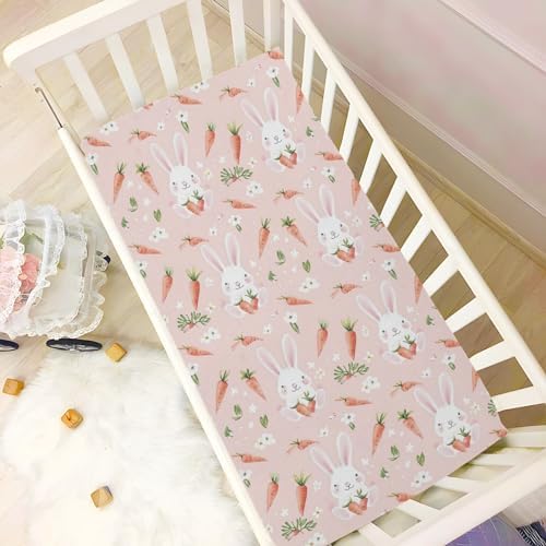 Wassud Rabbit and Carrot Crib Sheets for Boys and Girls