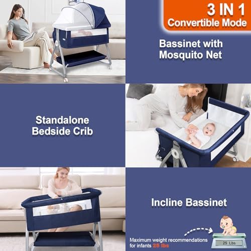 YTHFGRT 3 in 1 Bedside Bassinet for Baby 1