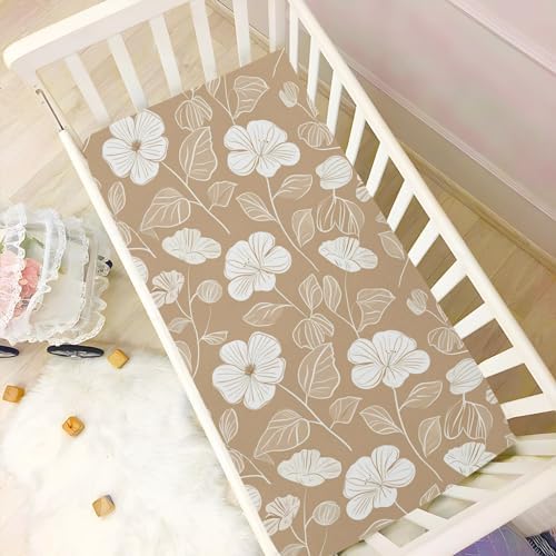 Wassud White Outline Flowers Crib Sheets 27x39