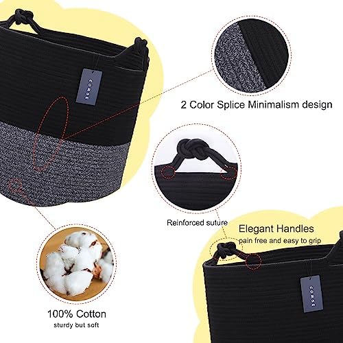 COMSE Extra Large Cotton Rope Storage Basket 157x217 Black