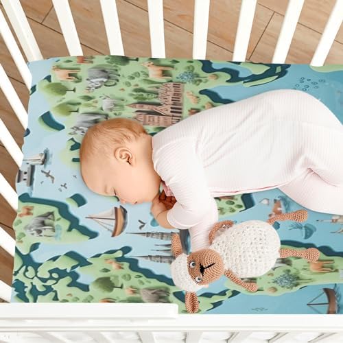 Wassud World Map Visions Crib Sheets for Boys Girls