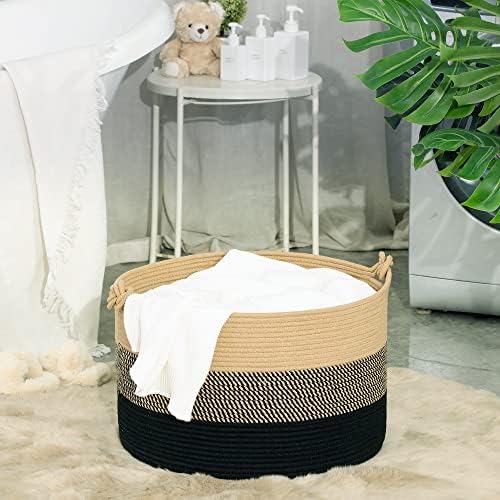 KAKAMAY Cotton Woven Blanket Basket 20x13