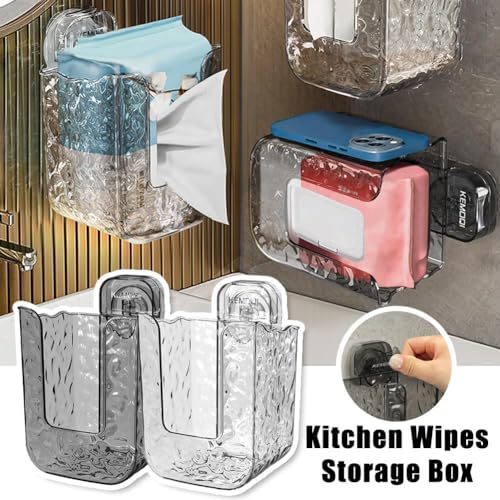 Wmool 2Pcs Suction Cup Wipes Holder Storage Box