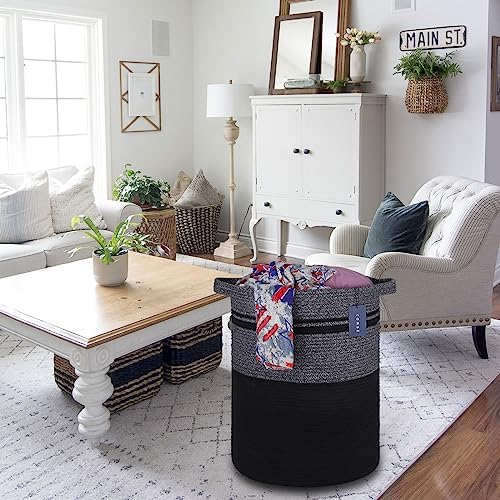COMSE Extra Large Cotton Rope Woven Laundry Basket - Black 157x217