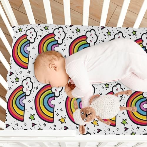 Wassud Rainbow Crib Sheets Set for Boys Girls