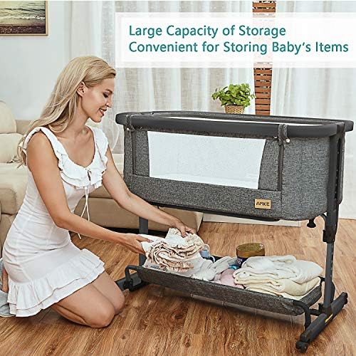 AMKE 3 in 1 Baby Bassinet with Storage Bedside Sleeper Cradle