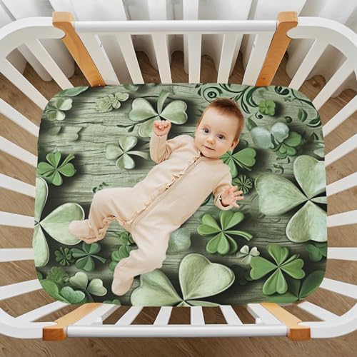 Wassud Four-Leaf Clover Crib Sheets for Boys Girls