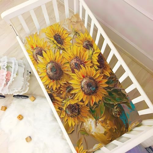 Wassud Sunflower Crib Sheets for Boys Girls