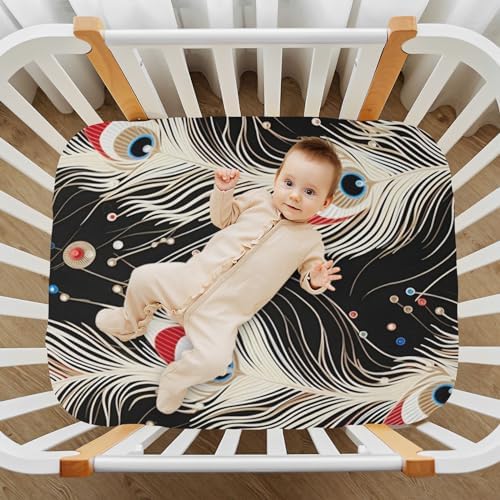 Wassud Red Feather Crib Sheets Pack and Play 28x52