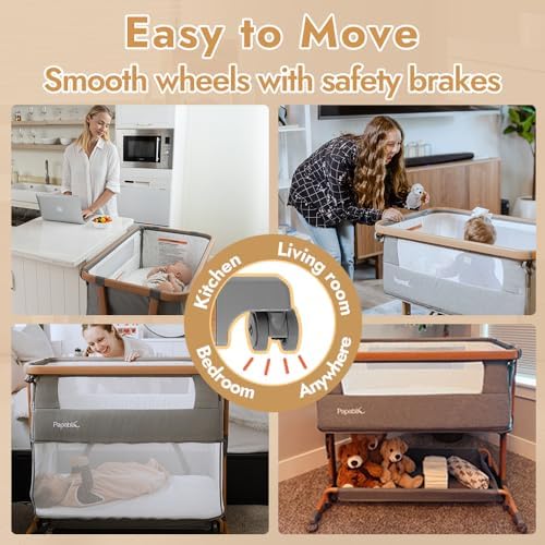 Papablic 4 in 1 Baby Bassinet with Storage Basket and Soft Mattress