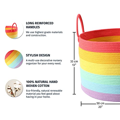 OrganiHaus Woven Blanket Basket 20x13 Rainbow