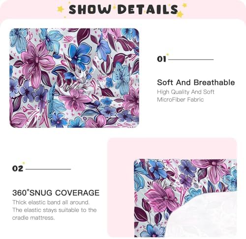 Wassud Colored Cartoon Flower Crib Sheets Pack