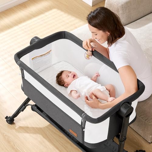Taylengrow Baby Bassinet Bedside Sleeper - All-Mesh Portable 5 Heights