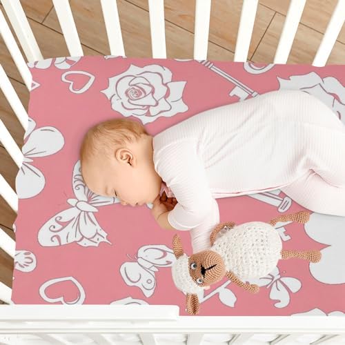 Wassud White Roses Crib Sheets 28x52