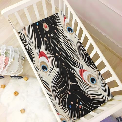 Wassud Red Feather Crib Sheets Pack and Play 28x52