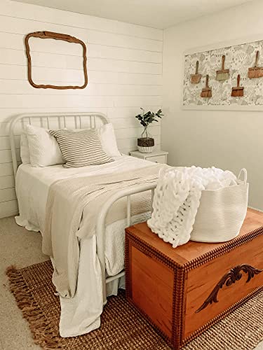 OrganiHaus Laundry Basket Woven Cotton Rope 20x13 Inches - Off-White