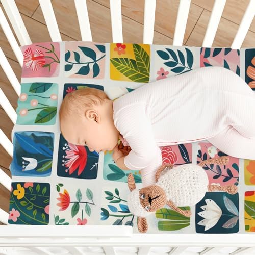 Wassud Flower Flat Crib Sheets for Boys Girls