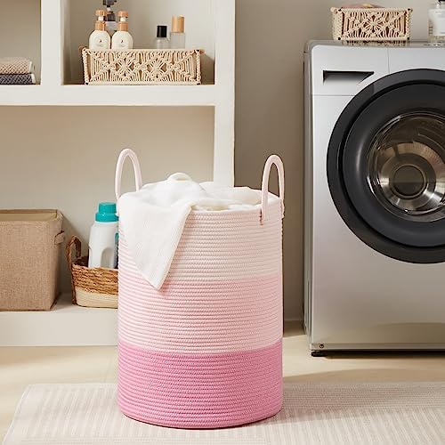 Fionas Magic Cotton Rope Laundry Hamper 58L Pink