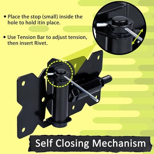 Real Fancy Self Closing Gate Hinges 2 Pack Black 90 Degree Adjustable