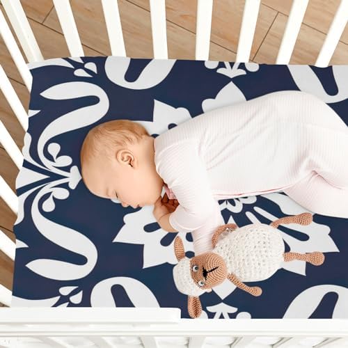 Wassud Black Tile Pattern Crib Sheets Pack and Play Fitted 27x39
