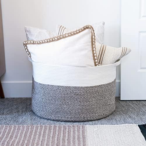 Little Hippo XXXL Cotton Rope Basket 22x14 White Brown