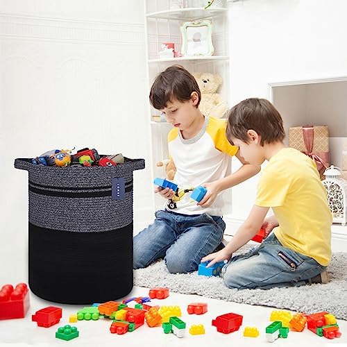COMSE Extra Large Cotton Rope Woven Laundry Basket - Black 157x217