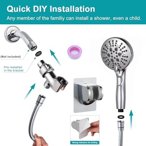 GwernKB Handheld Shower Head with 7 Settings and Power Wash