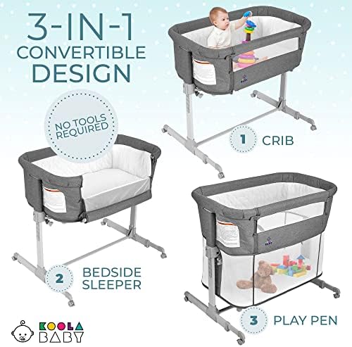 3 in 1 Baby Bassinet Bedside Sleeper Playpen - KoolaBaby