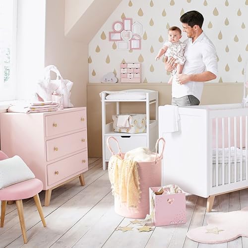 Kodomoore Laundry Basket Woven Cotton - 15D x 18H - Light Pink
