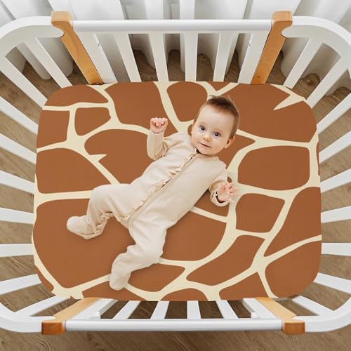 Fitted Crib Sheet Giraffe Skin Brown Stretchy Playard Sheet for Baby Toddler