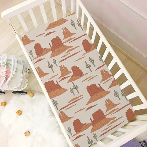 KICPOAY Fitted Crib Sheet with Cactus Pattern