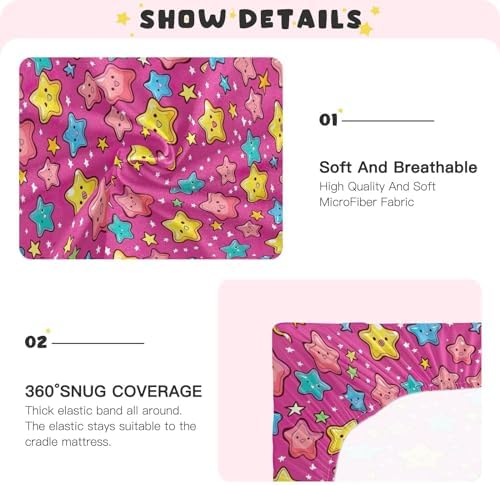Wassud Stars Cartoon Crib Sheets for Boys Girls 27x39 Inch