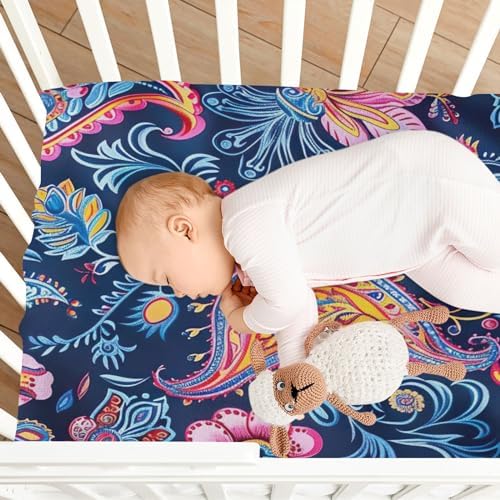 Wassud Blue Floral Crib Sheets Set for Boys Girls