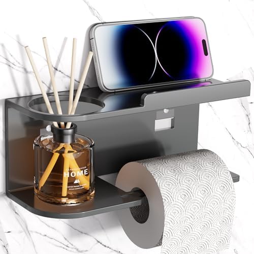 Toilet Paper Holder Wall Mount - Durable Stainless Steel with Shelf 1