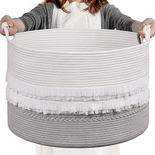 CherryNow Extra Large Rope Basket for Toys and Blankets