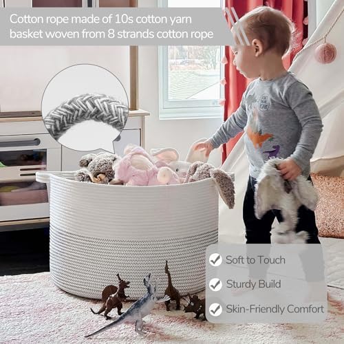 INDRESSME XXL Cotton Woven Laundry Basket with Handle - Black Stitch