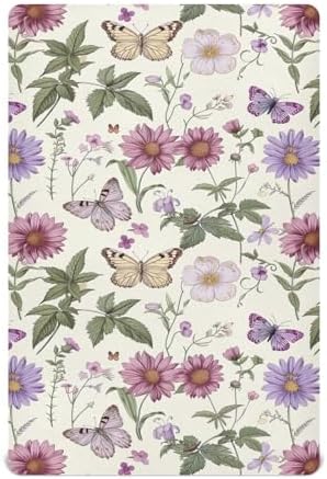 Wassud Violet Wildflowers Crib Sheets Pack and Play 27x39