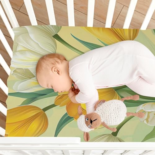 Wassud Yellow Tullips Crib Sheets for Boys Girls