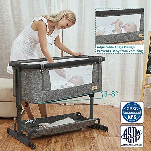 AMKE 3 in 1 Baby Bassinet with Storage Bedside Sleeper Cradle