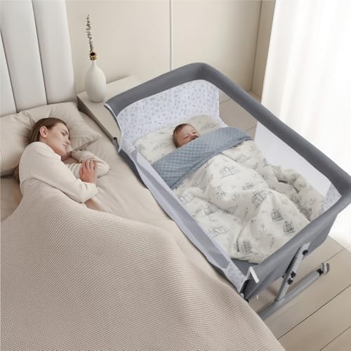 PERZOE Baby Bassinet with Rocking Base and Mosquito Net 1