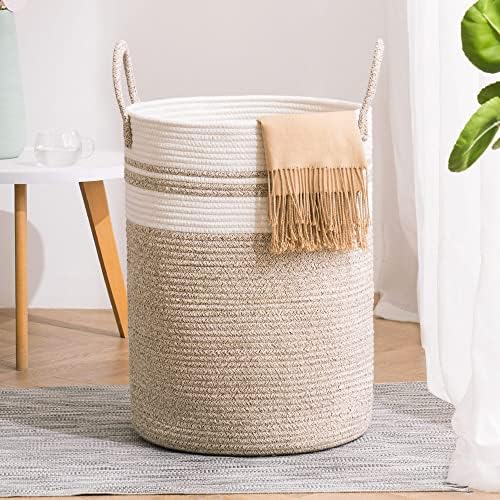 YOUDENOVA Woven Rope Laundry Basket 58L Tall Brown Hamper