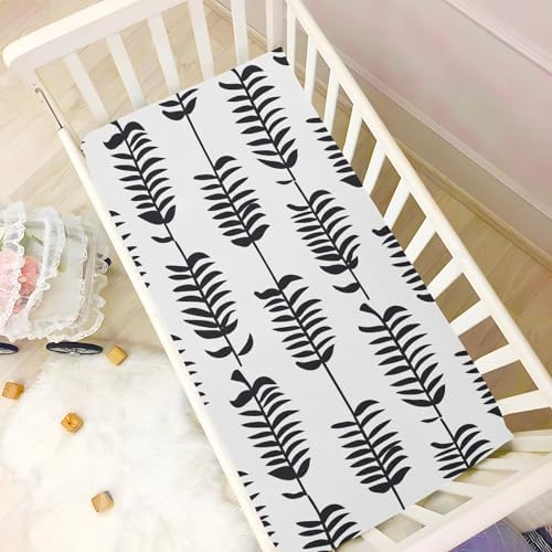 Wassud Black Fish Bone Crib Sheets Pack and Play 28x52 Inch