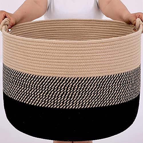 KAKAMAY Cotton Woven Blanket Basket 20x13