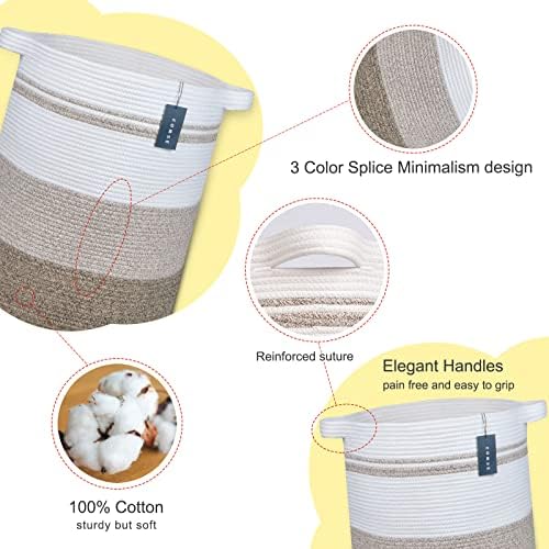 COMSE Extra Large Cotton Rope Woven Laundry Basket