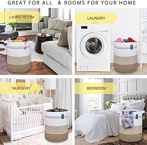 COMSE Extra Large Cotton Rope Woven Laundry Basket