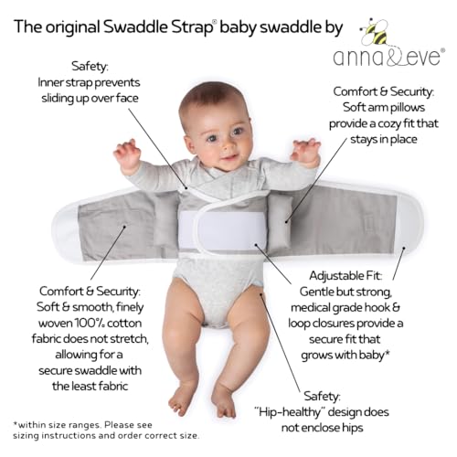 Anna Eve Baby Swaddle - Adjustable Arms Only for Newborns