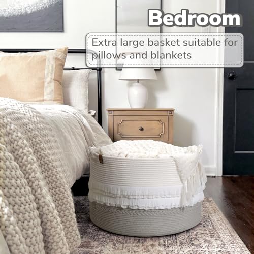 CherryNow Extra Large Rope Basket for Toys and Blankets