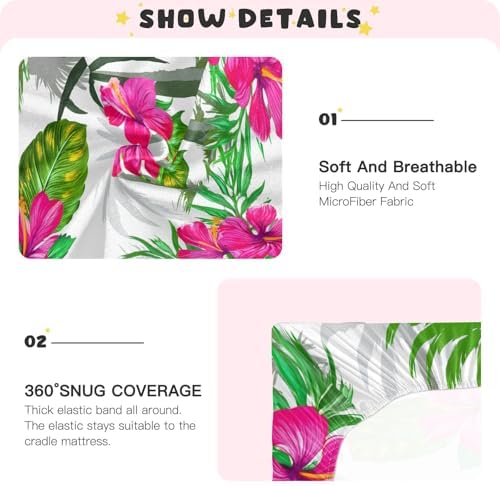 Jihqo Hibiscus Crib Sheets 52 x 28 Inch Soft Breathable