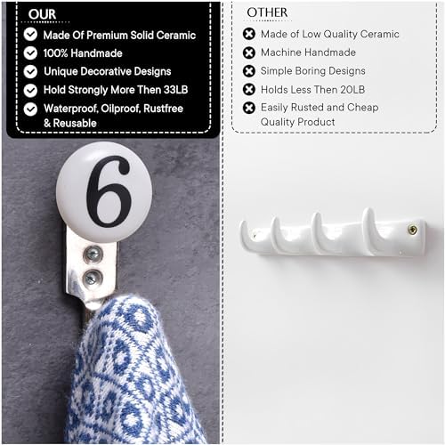 IndianShelf White Ceramic Wall Hooks for Kids